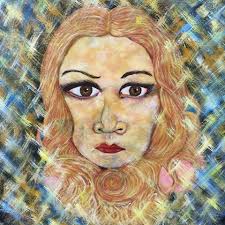 Oil painting of couple with gold leaf