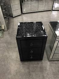 Black Mirror Crush 3 Drawer Bedside Mirrored Furniture Sparkle Diamond House Of Sparkles Glam Bedroom Decor Mirrored Bedroom Furniture Mirrored Furniture