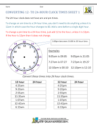 24 Hour Clock Conversion Worksheets