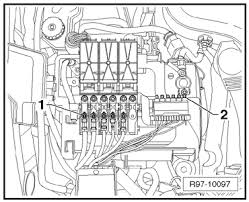 Here you will find fuse box diagrams of volkswagen polo 2009, 2010, 2011, 2012, 2013, 2014, 2015, 2016 and 2017, get information about the location of the fuse panels inside the car, and learn about the assignment of each fuse (fuse layout) and relay. Volkswagen Workshop Manuals Polo Mk4 Vehicle Electrics Electrical System Wiring Fuse Box Fuse Box Remove And Install Main Fuse Holder Versions 3 And 4 Remove And Install