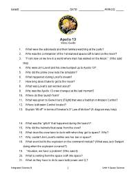Apollo 13 Questions Worksheet For 5th 10th Grade Lesson Planet