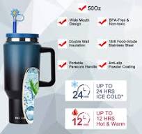 Copo de aço inoxidável de 1,5 l com alça e infusor de frutas e bolsa de  transporte, copo isolado com tampa e canudo, porta-copos de viagem, copo ...