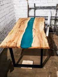 Sold Epoxy Resin Solid Wood River Dining Table Desk Live Edge Slab Elm Wood Dining Room Table Wood Resin Table Sofa Design Wood