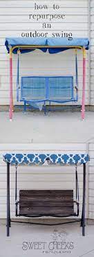 Old swing turned into new canopy. 16 Best Bench Swing Canopy Ideas Patio Swing Outdoor Swing Swing
