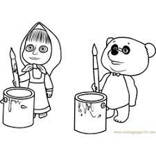 Masha and the bear russian printables. Masha And The Bear Coloring Pages For Kids Printable Free Download Coloringpages101 Com