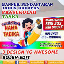 Banner pmb psb ppdb mts roudlotusysyubban 2018 2019. Banner Pendaftaran Tadika Prasekolah Taska 4 X 10 Kaki Shopee Malaysia