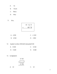Selari dengan perkembangan pesat teknologi digital, kementerian pendidikan malaysia akan menggunakan teknologi dan kandungan digital dalam dalam bidang pendidikan. Kertas 1 Matematik Tahun 3 2017 Math Worksheets Malay Language Math