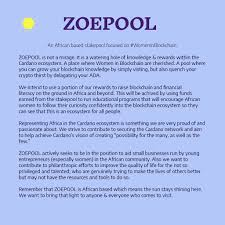 Cardano's native cryptocurrency ada has been on a roll since the beginning of february, seeing a price increase of over 100 percent since the beginning of the month. Introducing Zoepool Zoe Womeninblockchain Pool Introductions Cardano Forum