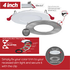 Ultimately, we decided to install the old work (or remodeling type) lights because they clamp tightly to the sheet rock for less vibration. Ultra Slim Recessed Light 4 Inch Round 3 Built In Selectable Color Temperature Nadair Recessed Slim Lights