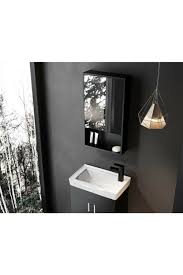 Aynalı banyo lavabo dolap seti: Tac Dek Siyah Tac Dekorasyon Tek Kapakli Aynali Banyo Dolabi Ust Modulu Fiyati Yorumlari Trendyol