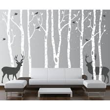 Birch Tree Wall Decal Canada Isabelle Max Birch Tree Forest With Snow Birds And Deer Wall Decal Size 84 Colour White Grey Birch Tree Wall Decal Tree Wall