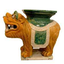 Chinese Foo Dog Garden Seat Late 19th Century Ching Dynasty Vintage Patio Antique Sculpture Foo Dog