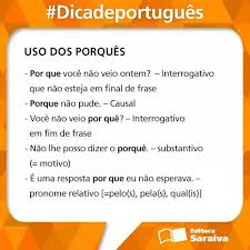 Uso Dos Porques Portugues Brasileiro Dicas De Portugues Aprender Portugues Aula De Portugues