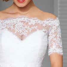 Off The Shoulder Lace Topper With Short Sleeve In Ivory Or Etsy Bridal Bolero Wedding Dress Sleeves Lace Weddings