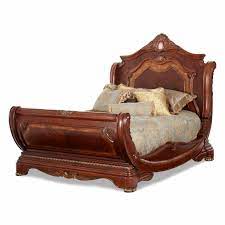 The cortina sleigh bed by michael amini is crafted of american poplar solids with cherry and maple burl veneers in a honey walnut finish. Michael Amini Cortina Solid Wood Sleigh Bed Reviews Wayfair