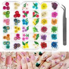 Limglim 120pcs Nail Dried Flowers 3d Nail Art Supplies Stickers Decoration Tips Manicure Decor Mixed Accessories For Na 3d Nail Art Nail Art Supplies Dry Nails