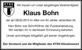 Traueranzeigen von Klaus Bohn