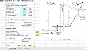 Design A Pumping System For Irrigation Spreadsheet