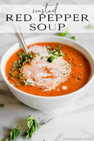 Roasted Red Pepper Soup Recipe Roasted Red Pepper Soup Stuffed Peppers Red Pepper Soup