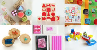 Once you've got all your materials ready, you can go and do each card one at a time or assemble them in sets: 10 Ways To Make Your Own Stamp Set Open Ended Stamps For Kids