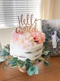 Hello World Baby Shower Cake Topper Baby Shower Decor Cake Topper Baby Shower Newborn Semin Rustic Baby Shower Cake Pastel Baby Shower Baby Shower Cakes Girl