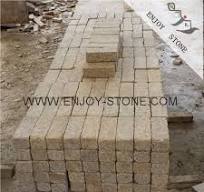 Tumbled Finish China G682 Rusty Yellow,Misty Yellow Granite Cobble Stone,Golden Yellow Granite Walkway Paving,Exterior Building Stone,Driving Terrace ...