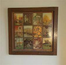 But let's talk about the mystery. Vintage 70 S Artist Signed B Mitchell Homco Home Interior Fall Harvest Country Scenes 12 Window Pane Pictures Rustic Wood Framed Print 25x26 Wood Picture Frames Vintage Art 70s Artists