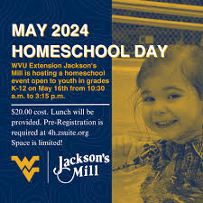 WVU Jackson's Mill Event for Homeschool Students! 🙌 WVU Jackson's Mill  will be hosting an event to engage homeschooled students with topics  including History, Outdoor Education, and STEAM! 📖🏊🌊 📅 May 16,