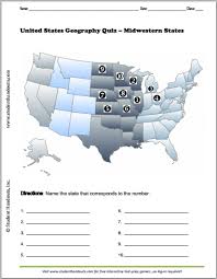 Midwestern States Map Quiz Student Handouts Map Quiz United States Map United States Geography