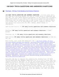 Have you ever found yourself needing a printable list or text file of the contents in a particular folder or location on your computer? Fillable Online Register Free To Download Files File Name 150 Easy Trivia Questions And Answers Chartcons Pdf Fax Email Print Pdffiller