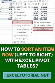 How To Sort An Item Row Left To Right With Excel Pivot Tables Excel Tutorials Microsoft Excel Excel Hacks
