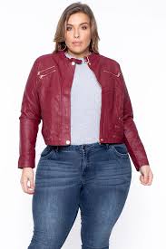 Plus Size Faux Leather Bad Girl Jacket Burgundy In 2020 Red Jacket Outfit Girls Jacket Plus Size Womens Clothing