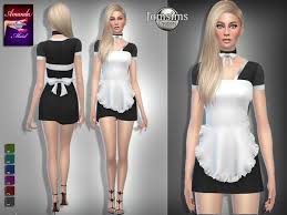Sims 4 Cc Custom Content Clothing The Sims Resource Jomsims Amanda Maid Outfit Sims 4 Dresses Sims 4 Sims 4 Clothing