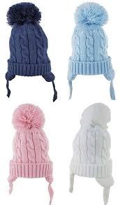 Remove light marks with a clean damp sponge. Baby Pom Pom Hat Knitted Chin Strap Winter Fleece Lined Ebay