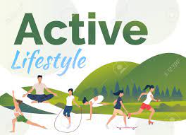 Exercise has also been linked to improved mental health and cognitive function. People Leading Active Lifestyle With Text Sample Flat Cartoon Characters Doing Exercises In Fresh Air Can Be Used For Sport Advertising Commercial Article Royalty Free Cliparts Vectors And Stock Illustration Image 128546861