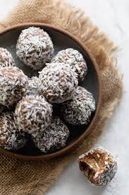 Dried apricots, shredded coconut, sweetened condensed milk, coconut. Coconut Date Balls 3 Ingrednets Only Feelgoodfoodie