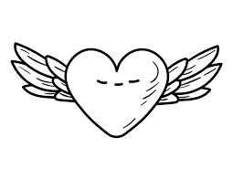 Heart with wings coloring page Printable Heart With Wings Coloring Page