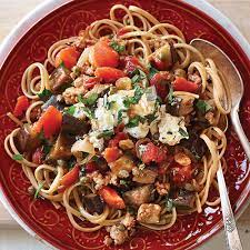 Eggplant Sausage Linguine Clean Eating Whole Food Recipes Pasta Recipes Recipes