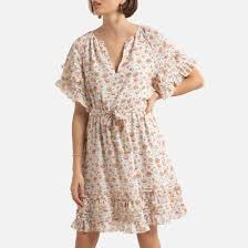 Kurzes Kleid Mit V Ausschnitt Und Kurzen Armeln Weiss See U Soon La Redoute