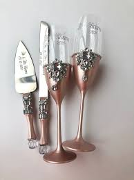 Personalized Cake Server and Knife Personalized Wedding Flutes for Bride  and Groom Rose Gold Wedding Glasses Rose Gold Cake Server and Knife