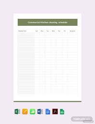 Free Commercial Kitchen Cleaning Schedule Template Pdf Word Doc Excel Apple Mac Pages Apple Numbers In 2020 Cleaning Schedule Templates Cleaning Schedule Schedule Template