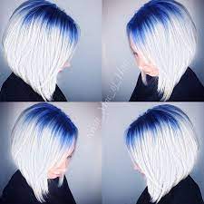Instagram Insta Glam Colored Roots Hair Styles Royal Blue Hair Angled Bob Hairstyles