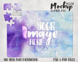 Dye Sublimation 63 Piece Glossy Cardboard Puzzle Mockup Add Etsy Puzzle Design Mockup Template Puzzle