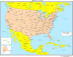 Amerikaanse staten op een lege kaart. Grote Amerikaanse Steden Kaart Kaart Van De Grote Steden Noord Amerika Amerika