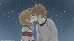 For kissing anime lips draw the mouth slightly open with the top portion similar to a flattened m shape. Anime Love Image 10 Anime Kiss Anime Love Anime