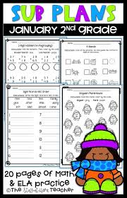 It features all math topics covered in kindergarten and contains well illustrated math worksheets with graphics that appeal to kids. Sub Plans Packet No Prep Review Worksheets For January 2nd Grade Math Expressions Kindergarten Skills 2nd Grade Worksheets