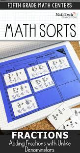 5th Grade Math Sorts Set 3 Fractions Math Sort Math Centers Math Fraction Games