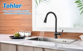 Replace your old kitchen faucet with a new one that doesn't stain, rust, or corrode. Tohlar Oil Rubbed Bronze Kitchen Faucets With Pull Down Sprayer Farmhouse Antique Single Handle Bronze Faucet For Kitchen Sink Kitchen Sink Faucets Touch On Kitchen Sink Faucets