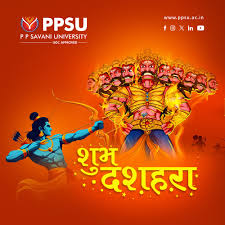 Ăn mừng chiến thắng chính nghĩa! Lời chào của Dussehra từ Đại học P Savani.  Mong rằng mùa lễ hội này sẽ truyền cảm hứng cho bạn vượt qua những thách  thức