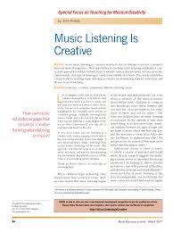 A music educators' podcast & blog. Pdf Music Listening Is Creative